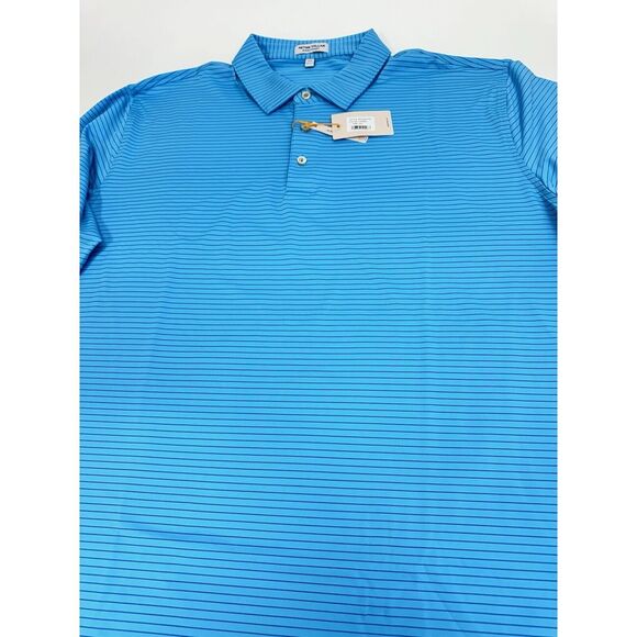 NWT Peter Millar Hemlock Performance Jersey Golf Polo Shirt CRRBN Blue XXL  $100 - Picture 5 of 8